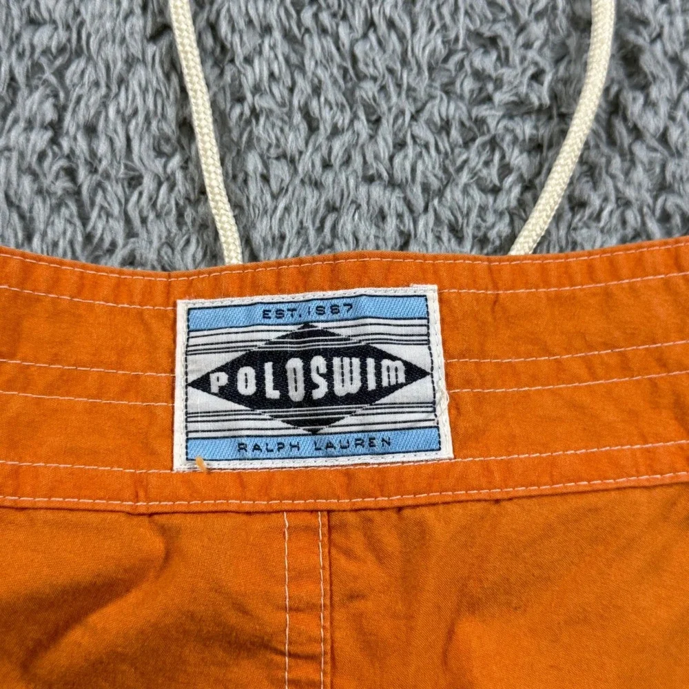 Polo Sport Ralph Lauren Board Shorts Mens 40 Orange Vintage 27 Graphic Cargo
